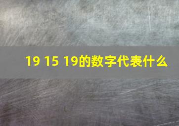 19 15 19的数字代表什么